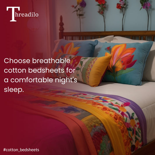 Unveil the Magic of Threadilo's 100% Cotton Bed Sheets in Your Sleep Sanctuary.