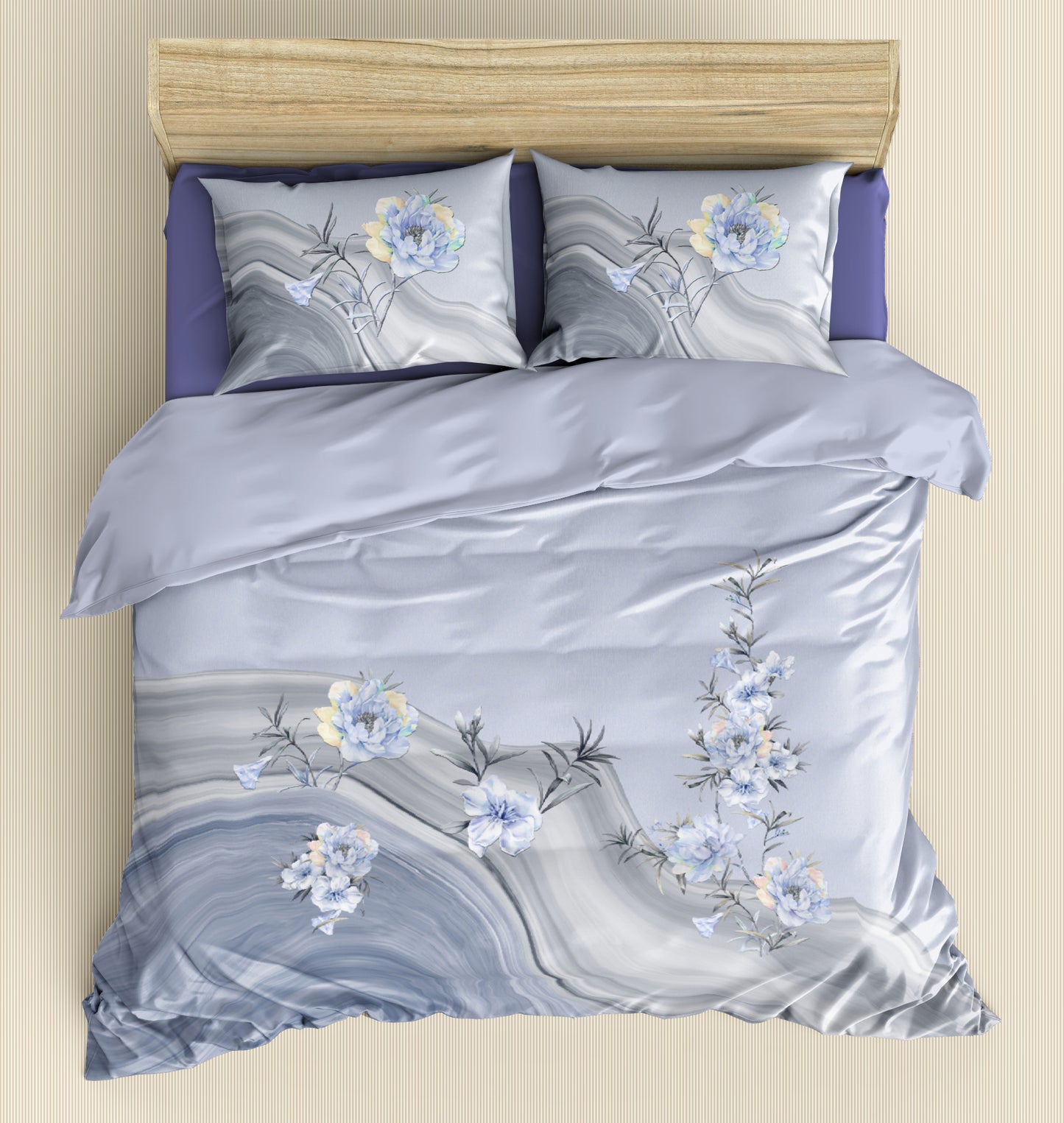 Purple Floral Dream 100% Cotton King Size Bedsheet.