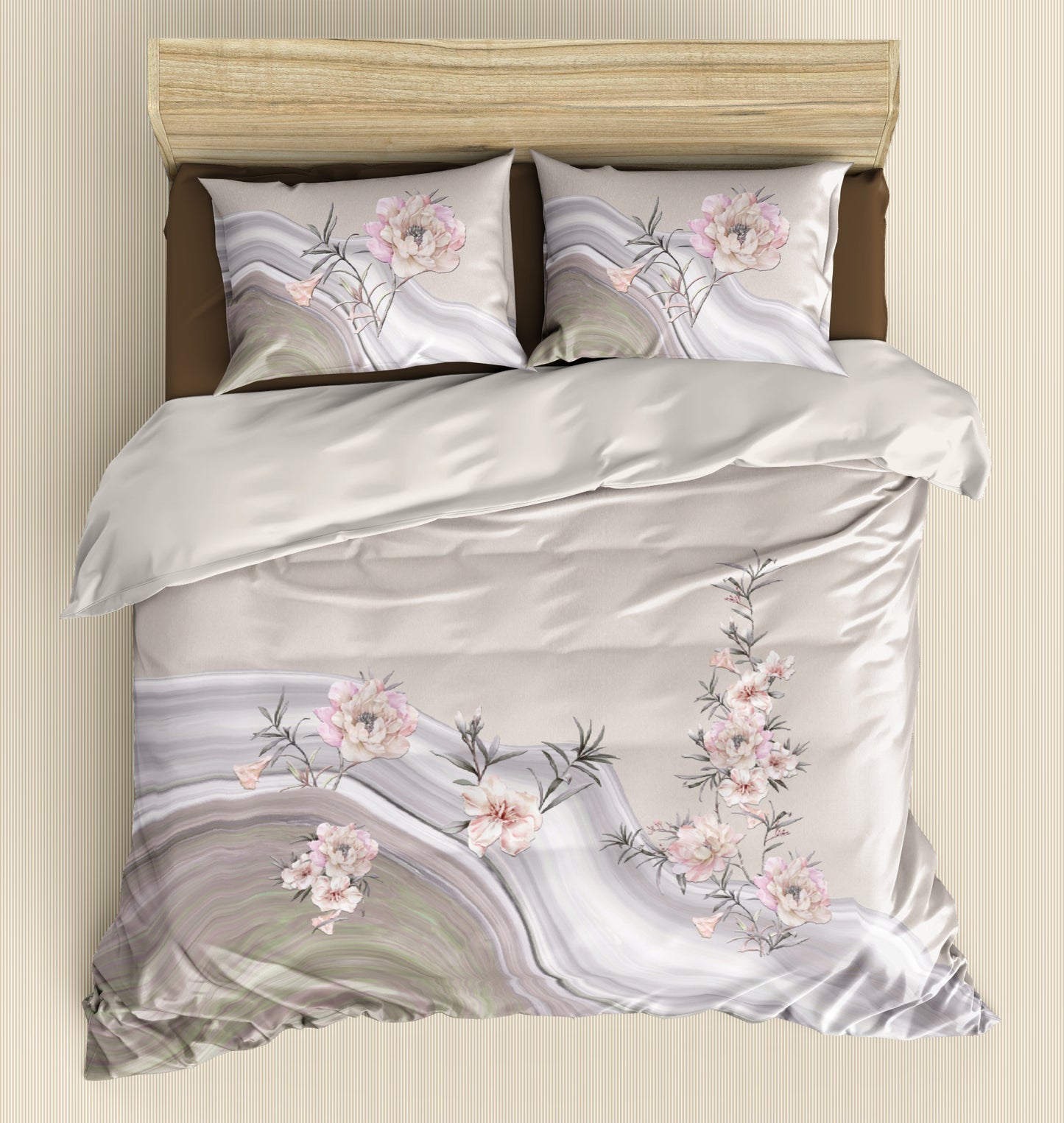 Pink Floral Dream 100% Cotton King Size Bedsheet.