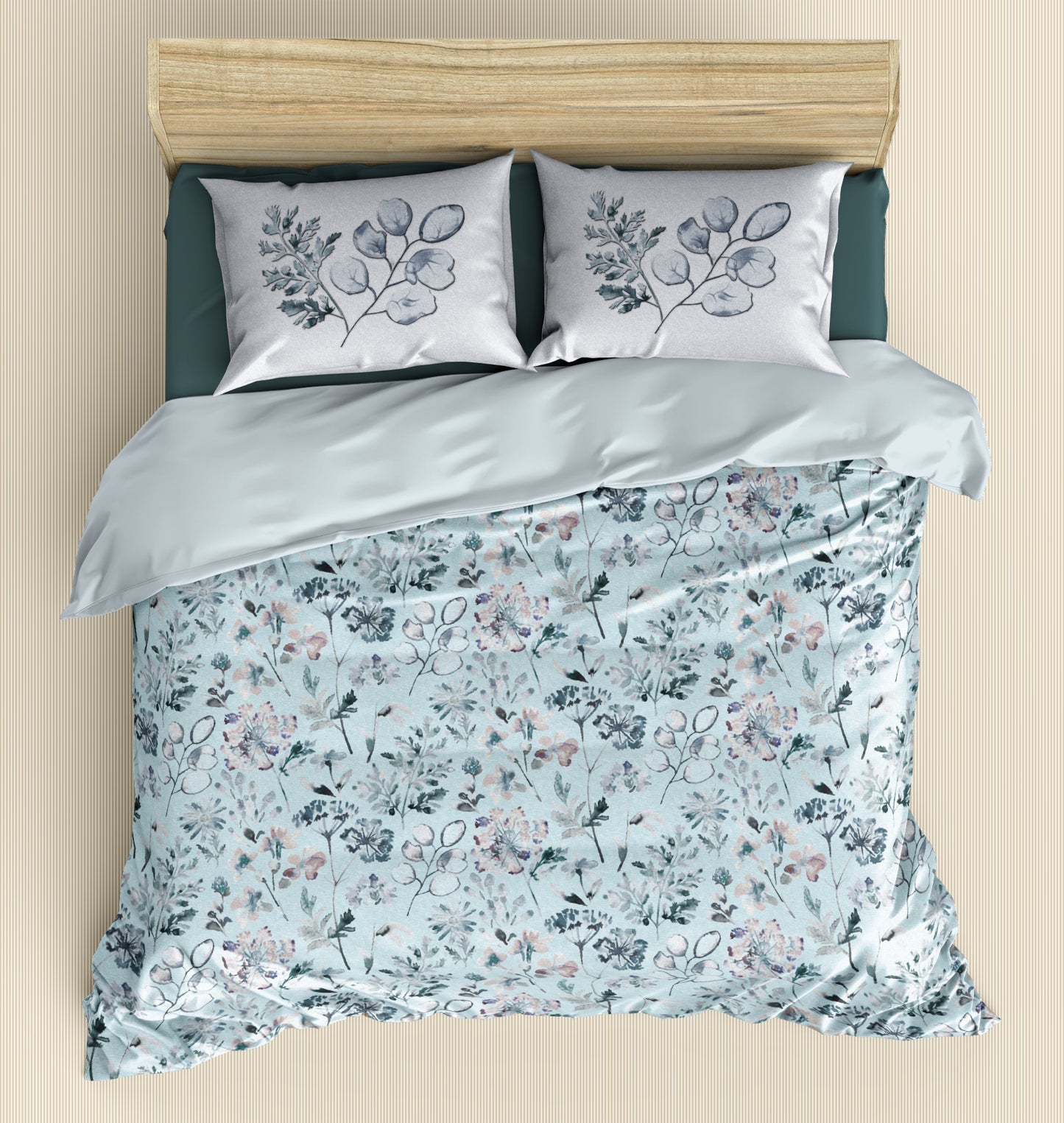 Peacock Blue Bliss 100% Cotton King Size Bedsheet.