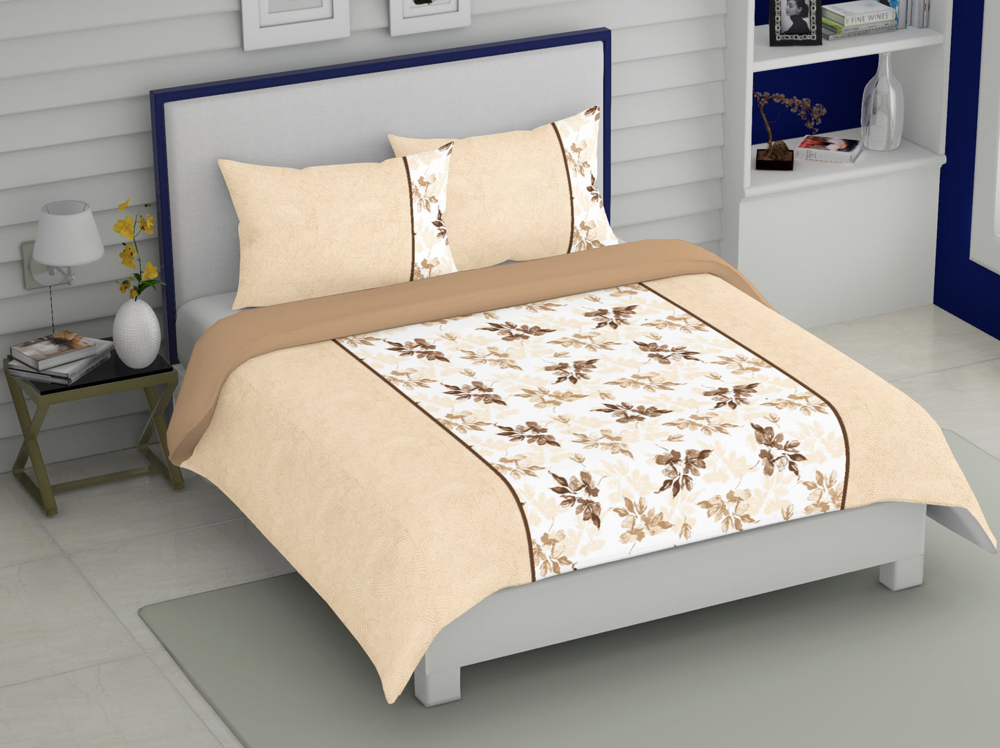Cream Geometry Print | 186 TC | Queen size