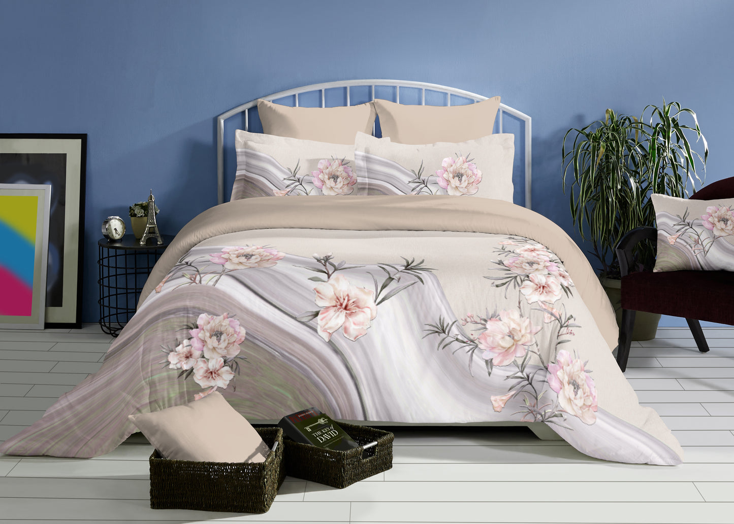 Pink Floral Dream 100% Cotton King Size Bedsheet.