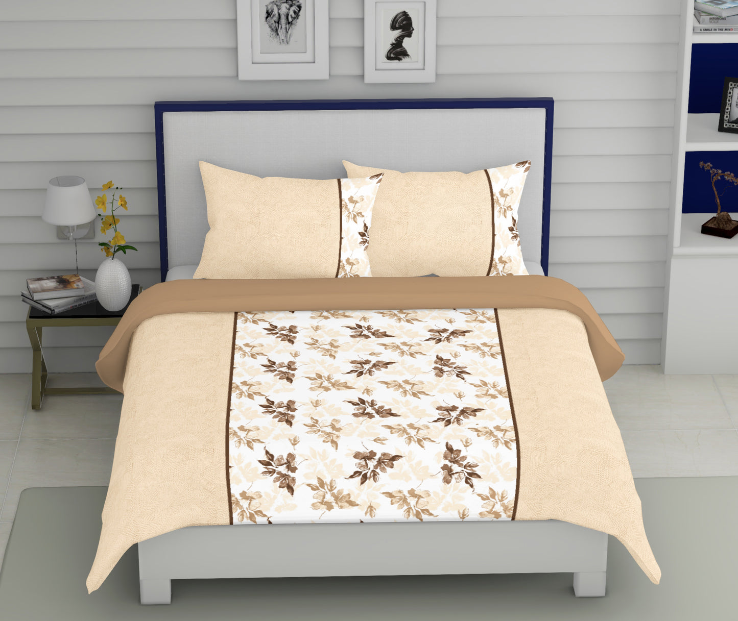 Cream Geometry Print | 186 TC | Queen size