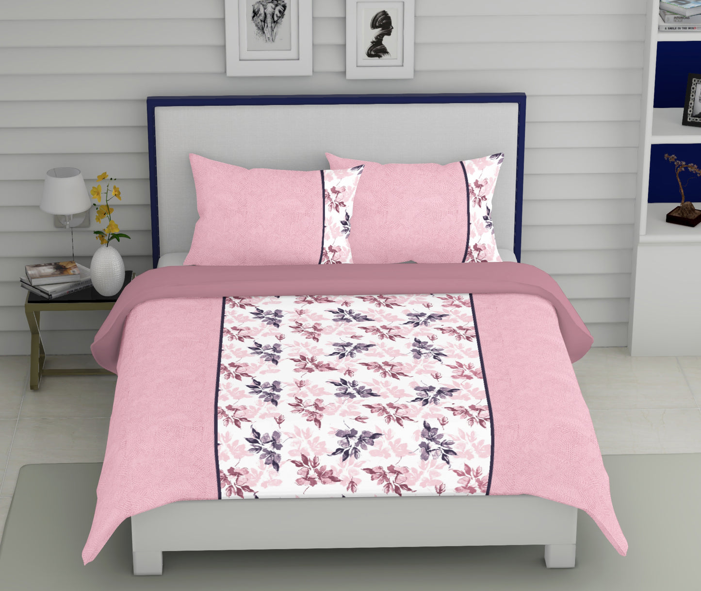 Pink Geometry Print |186 TC | Queen size