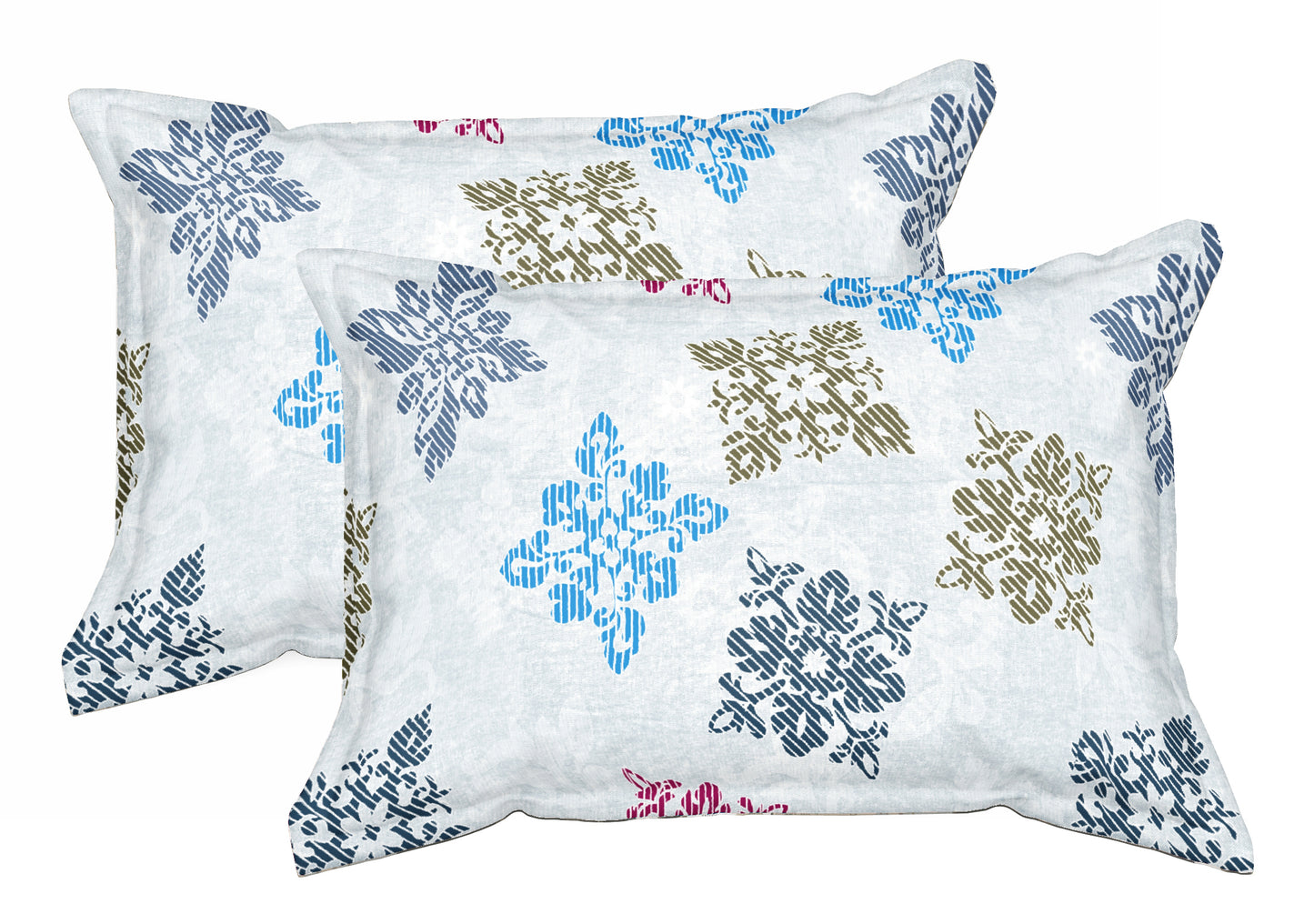 Blue Square Floret | 186 TC | Double Size Bedsheet