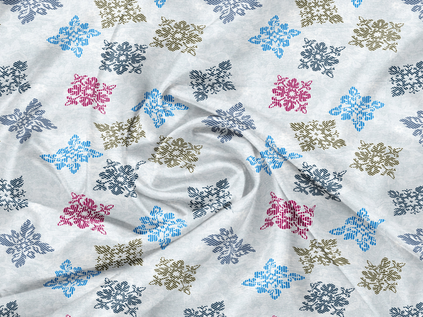 Blue Square Floret | 186 TC | Double Size Bedsheet