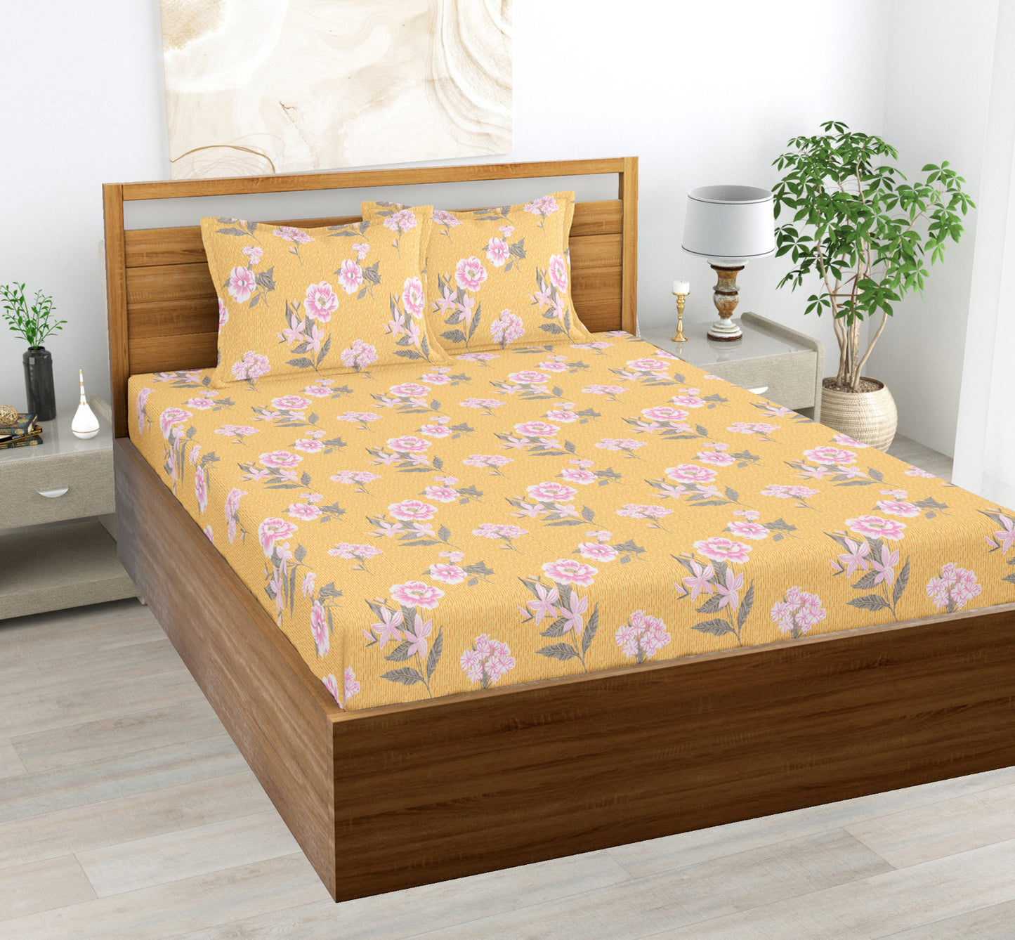 Yellow Blossoms | 144 TC | Double Size Bedsheet