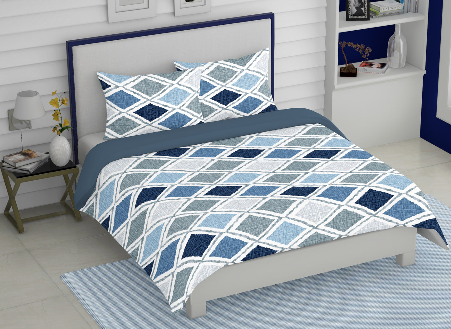 Blue Plaid | 186 TC | King Size Bedsheet