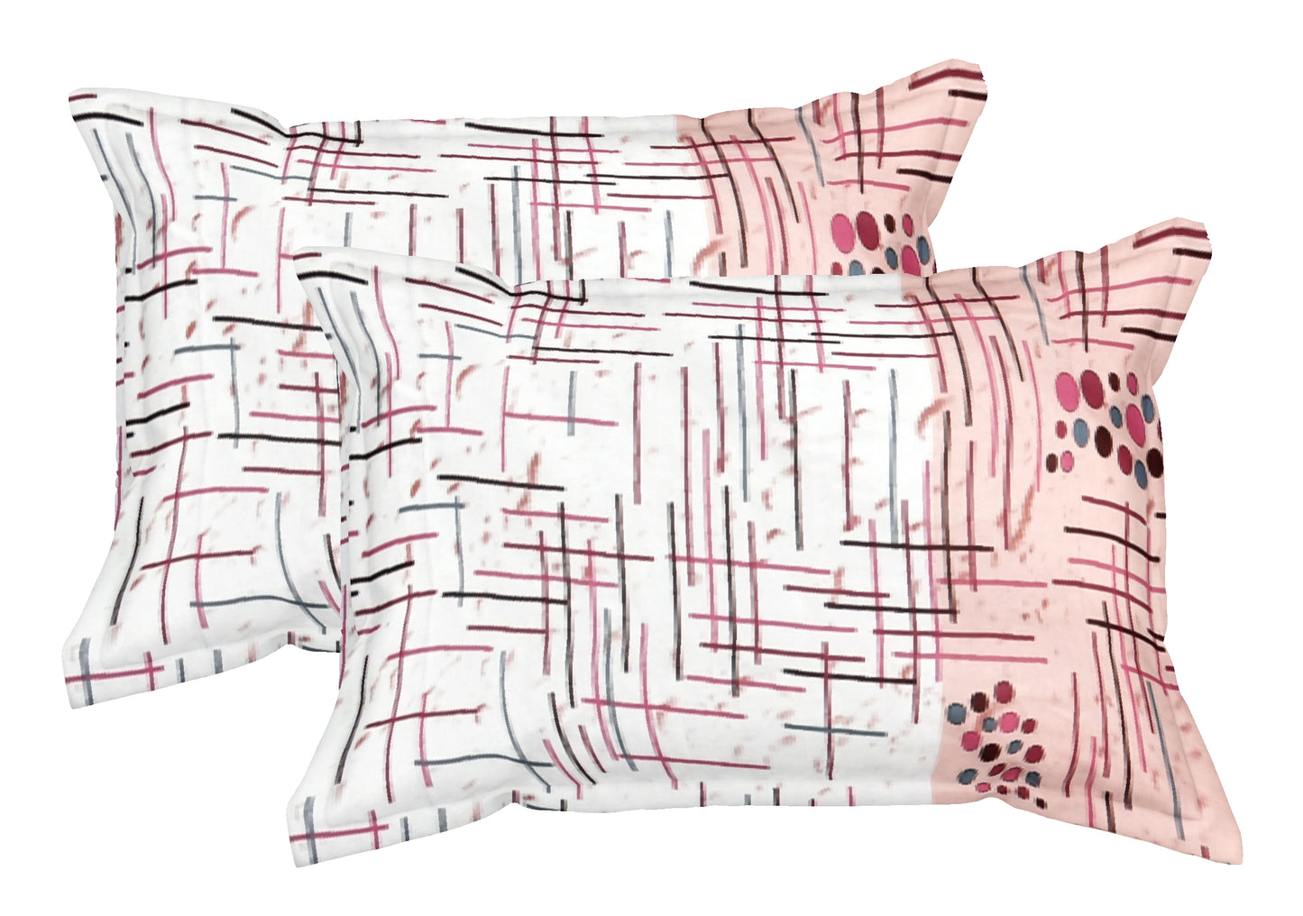 Pink and White Geometry Wave Dual Color | 186 TC | King Size Bedsheet