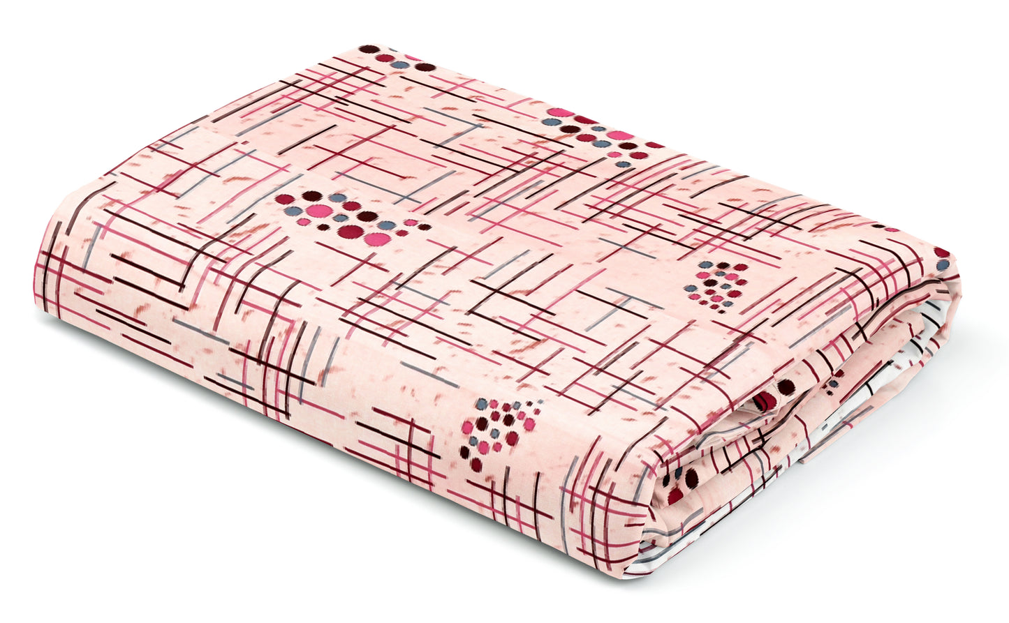 Pink and White Geometry Wave Dual Color | 186 TC | King Size Bedsheet