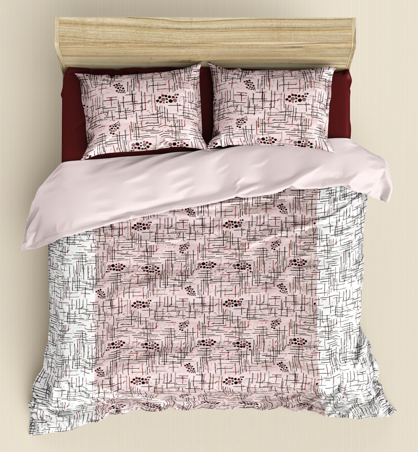 Pestal Pink Wave Dual Color | 186 TC | King Size Bedsheet