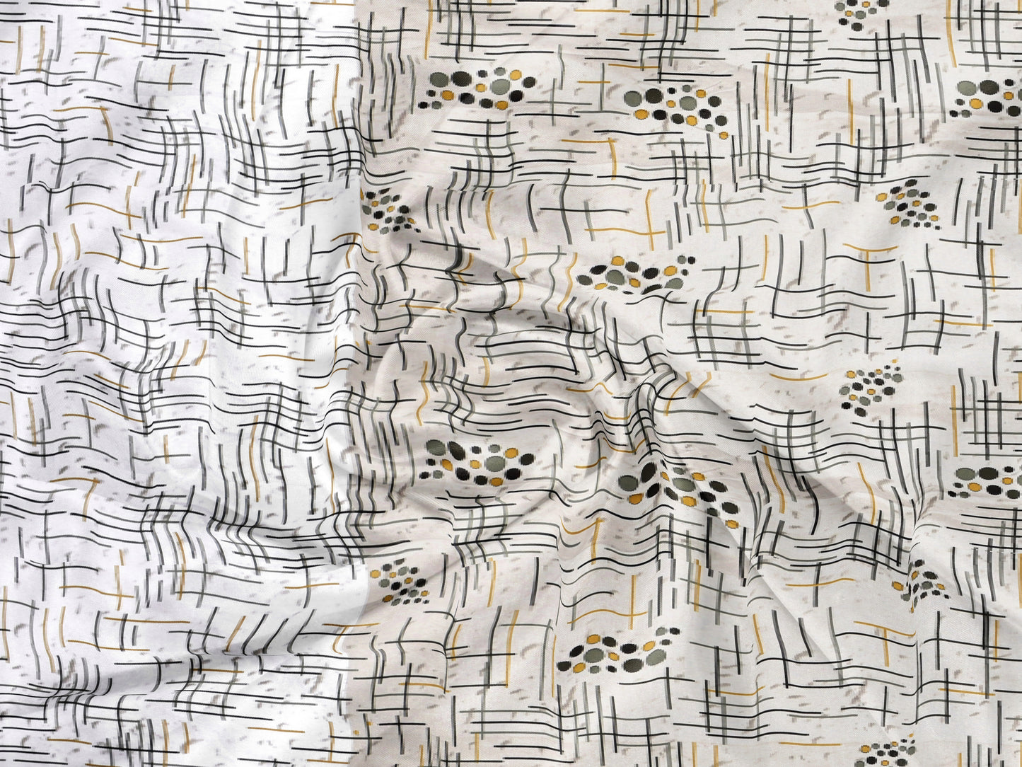 Grey Geometry Wave Dual Color | 186 TC | King Size Bedsheet