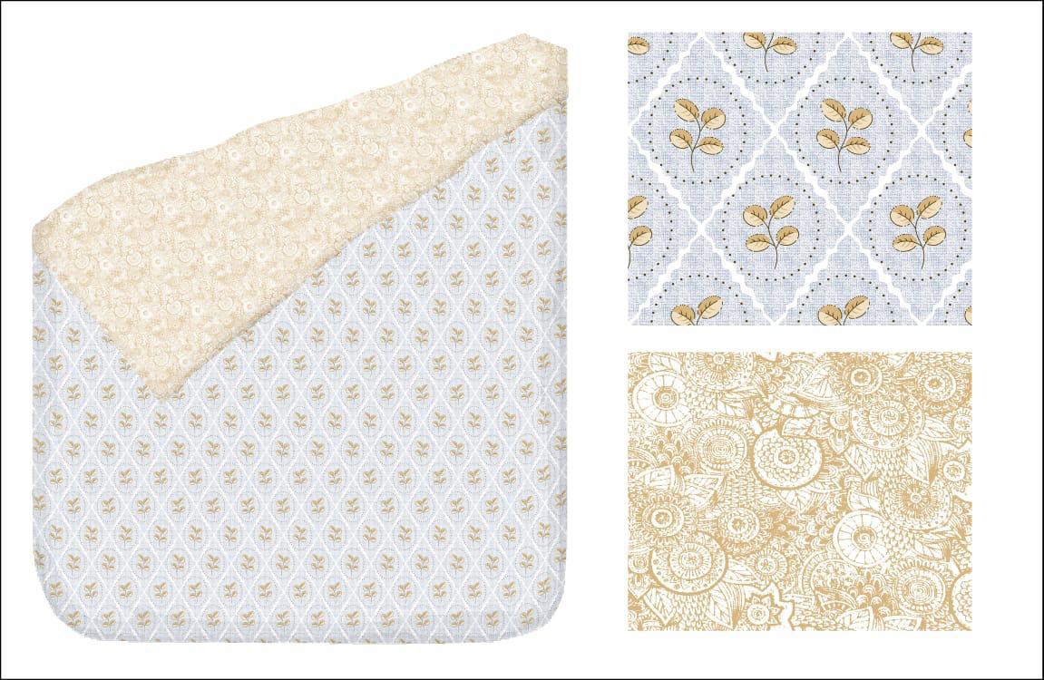 Leaves & Flower Pattern 100% Cotton Reversible AC Dohar | Single Bed