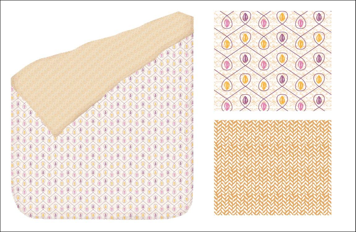Yellow & Pink Loop & String Pattern Reversible AC Dohar | Double Bed | 100% Cotton