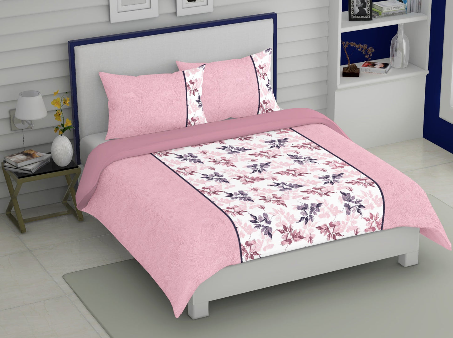 Pink & White Bedsheet| Dohar Combo