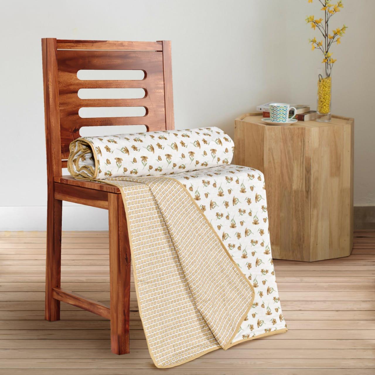 Sand Block & flower brick print Bedsheet|Dohar Combo