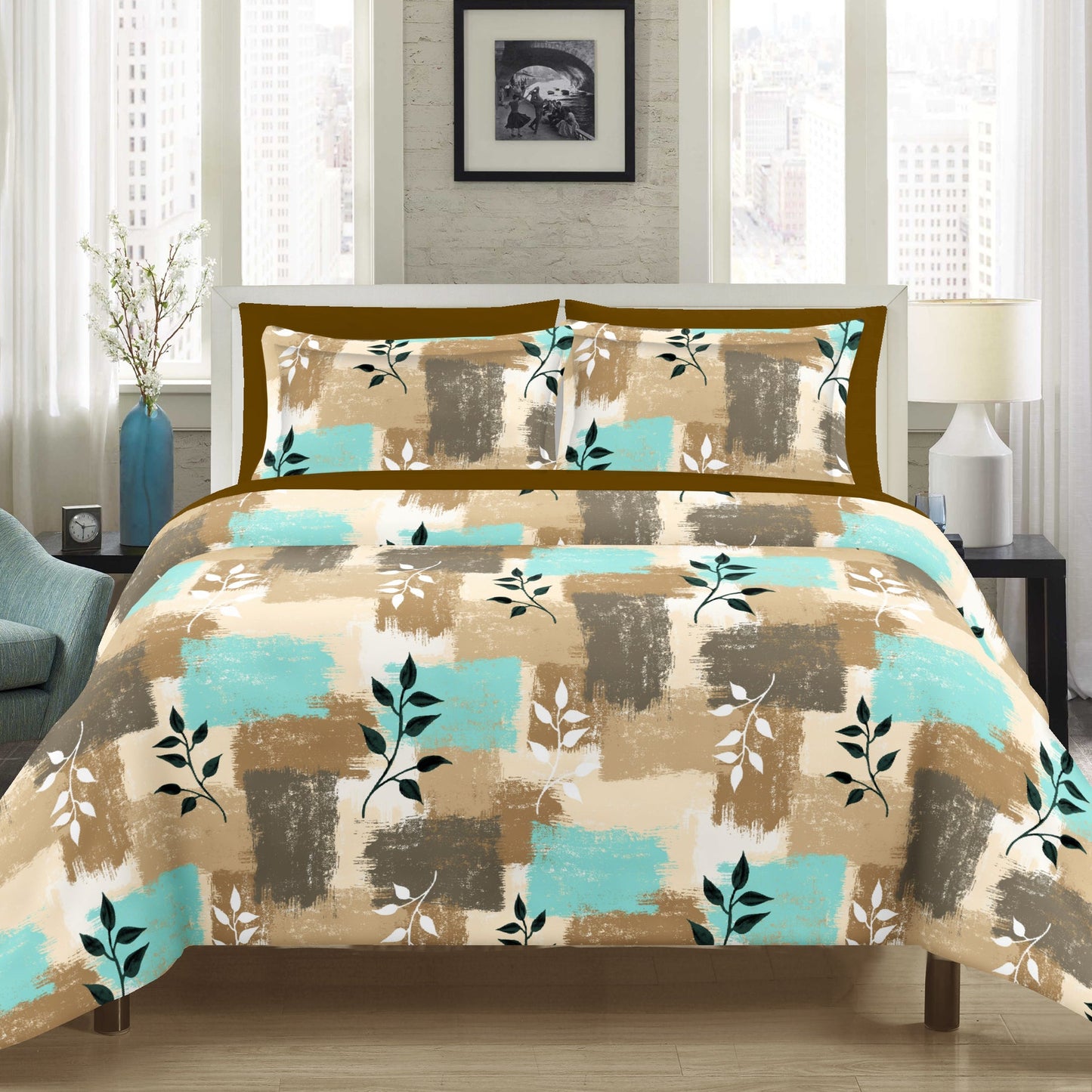 Dynamic leaves Pattern Bedsheet|Dohar Combo