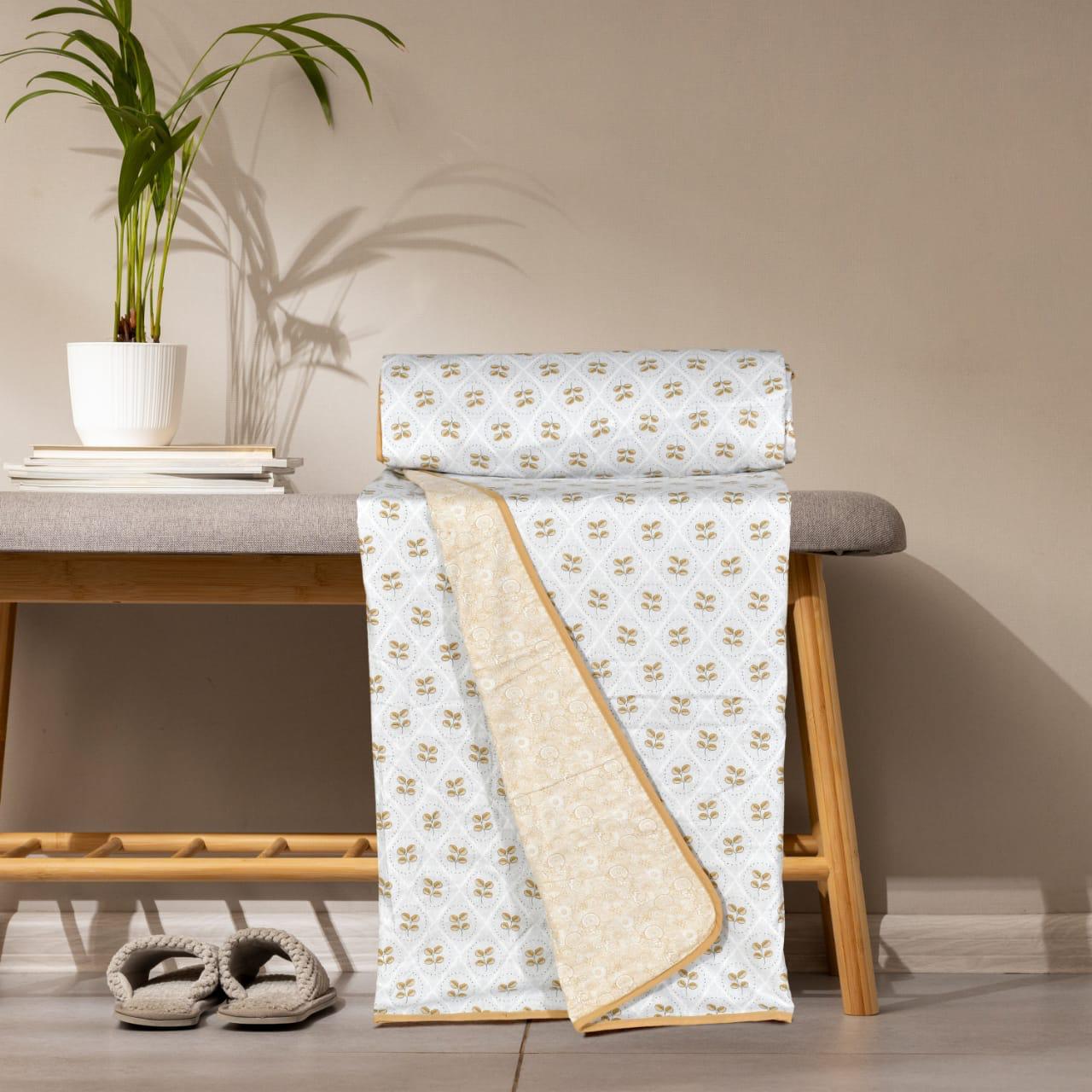 cream and brown Bedsheet|Dohar Combo