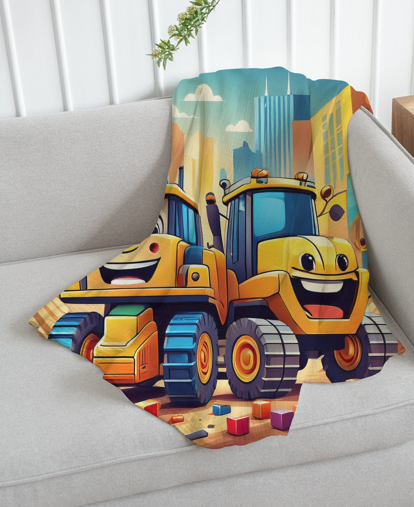 Cute Construction Theme Blanket