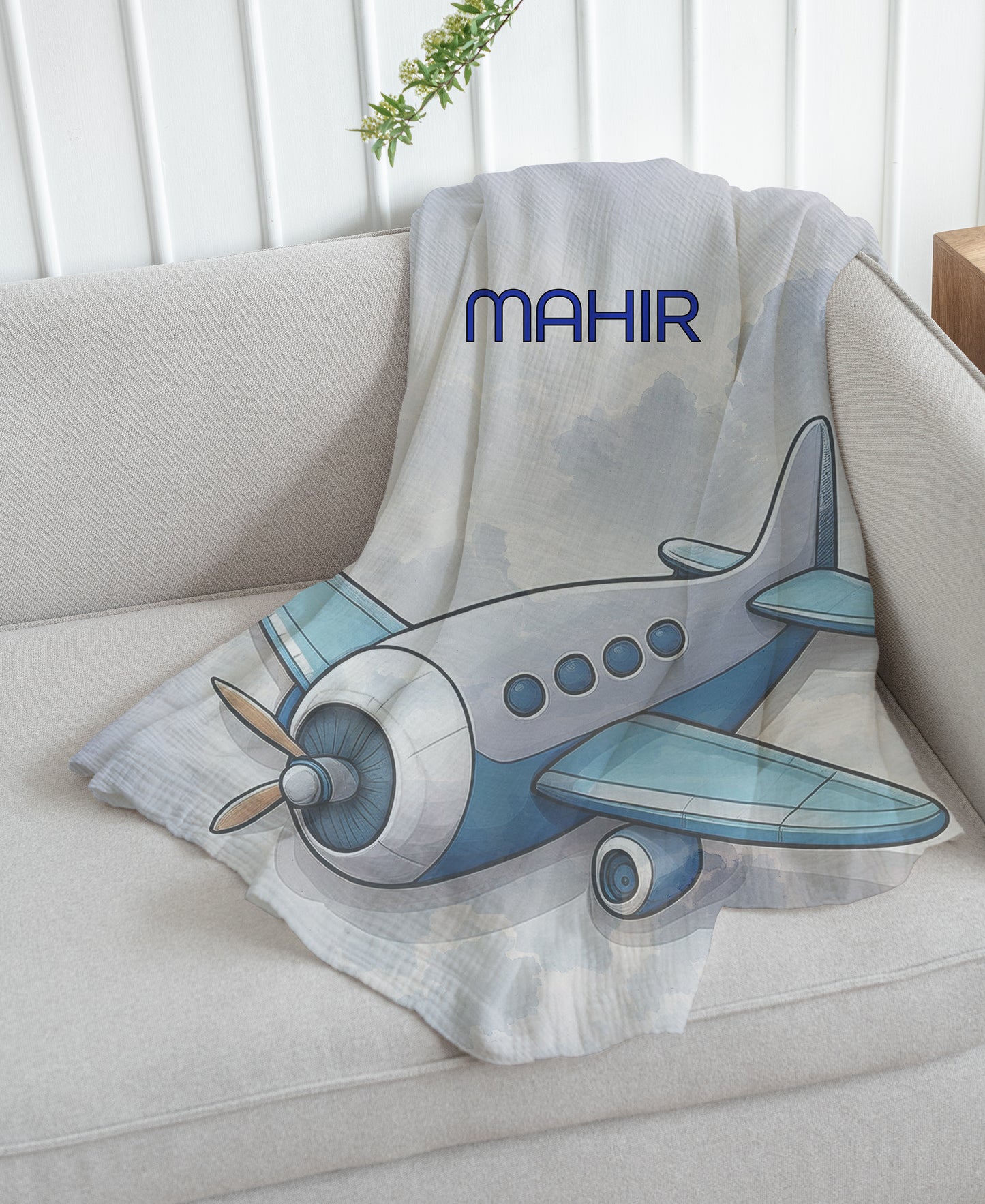 Blue Kids Aeroplane Theme Blanket