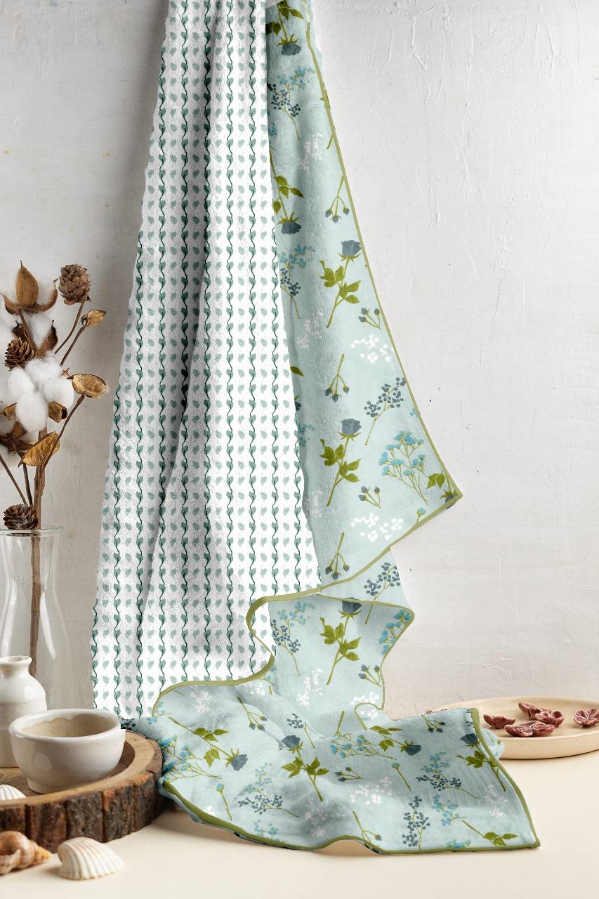 Garden Leaves Print 100% Cotton Reversible AC Dohar