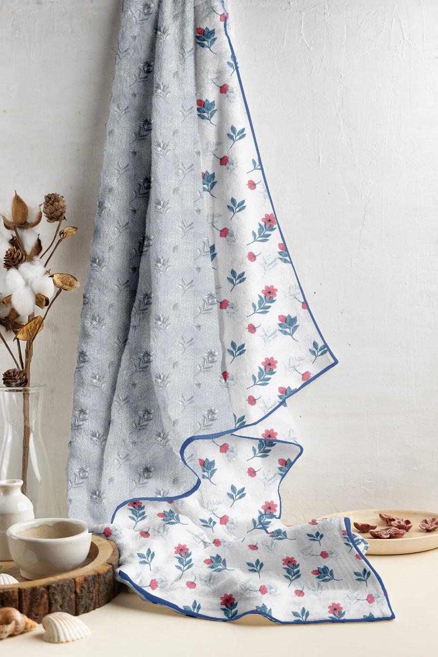 Grey & White Print 100% Cotton Reversible AC Dohar
