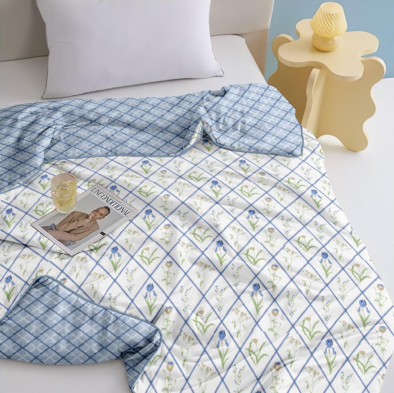 Ocean Blue 100% Cotton Reversible AC Dohar