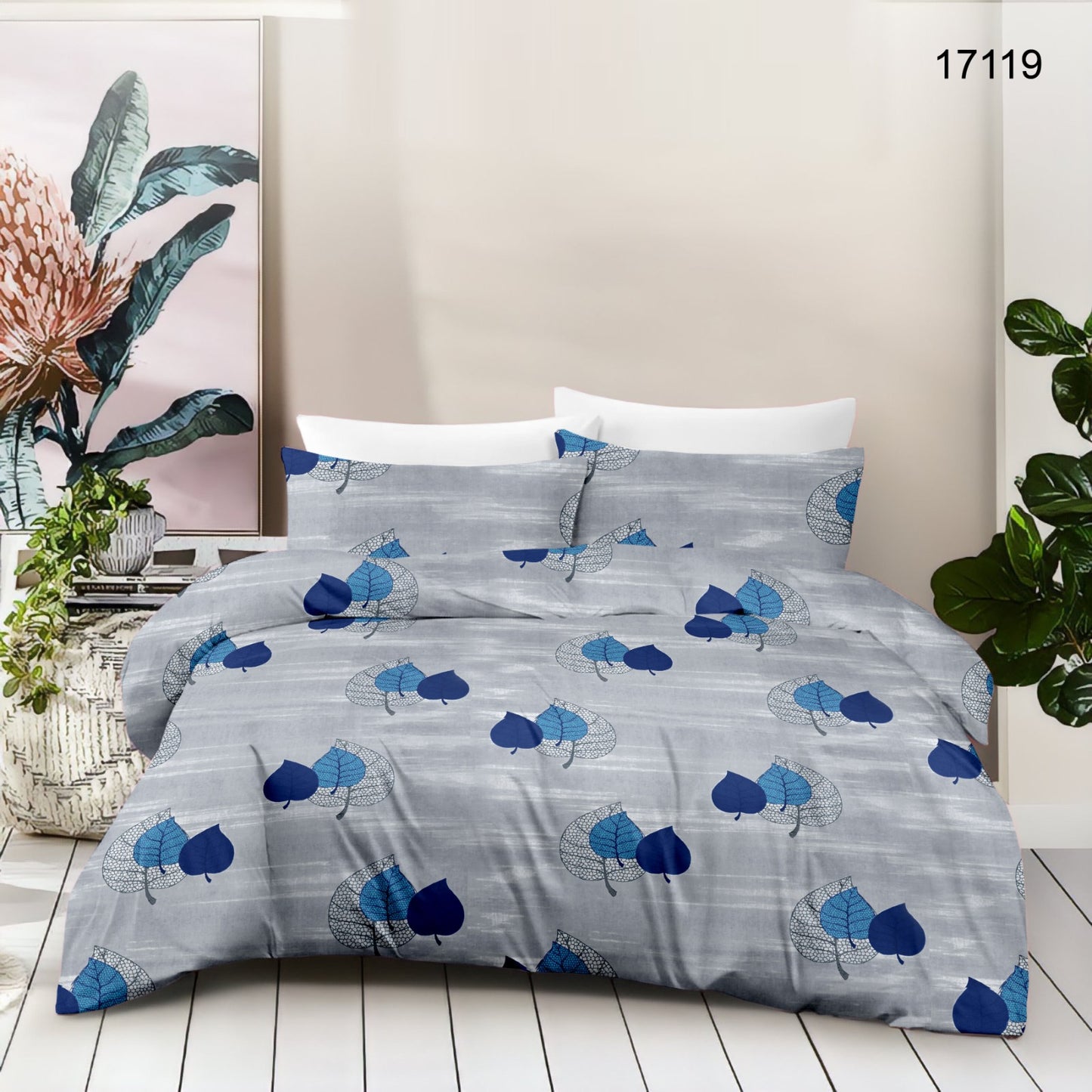 Cute Leave Print | 186 TC | Queen size