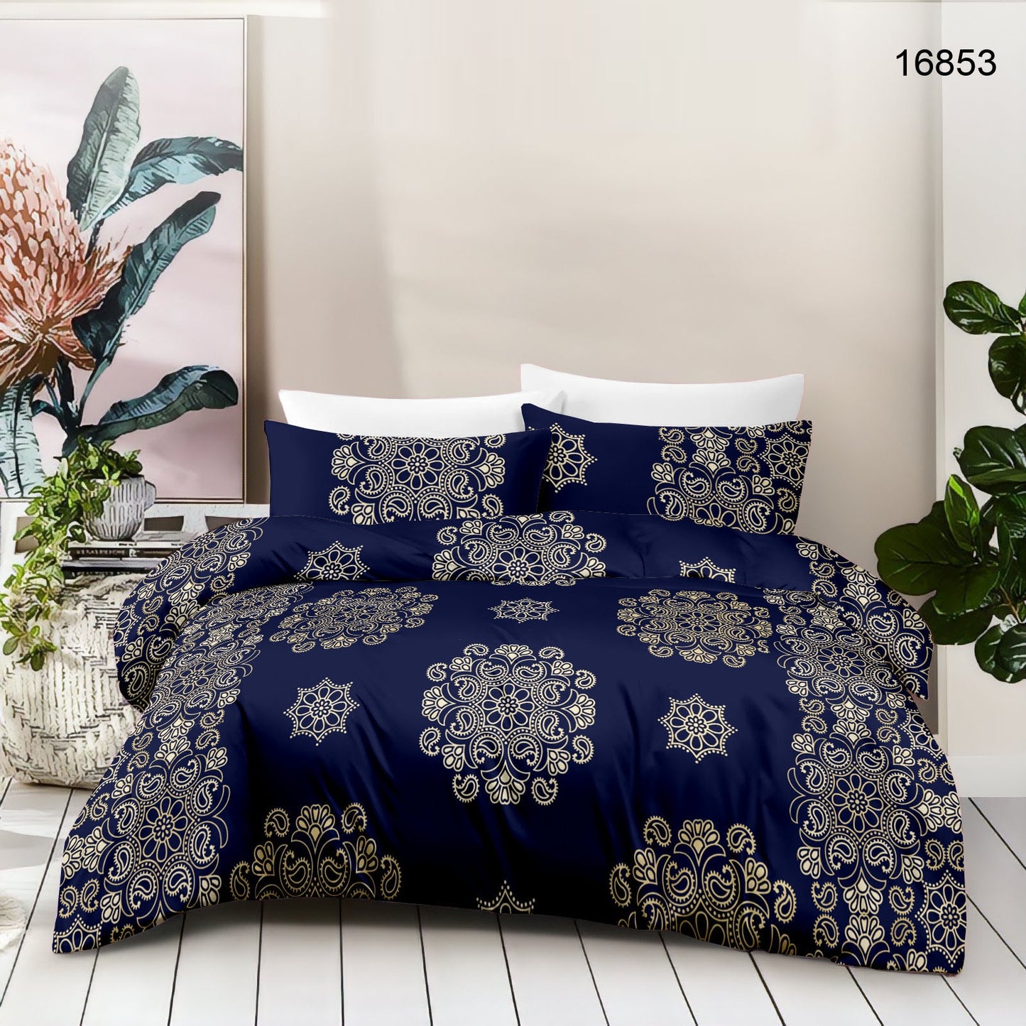 Royal Blue Legend Print | 186 TC | Queen size