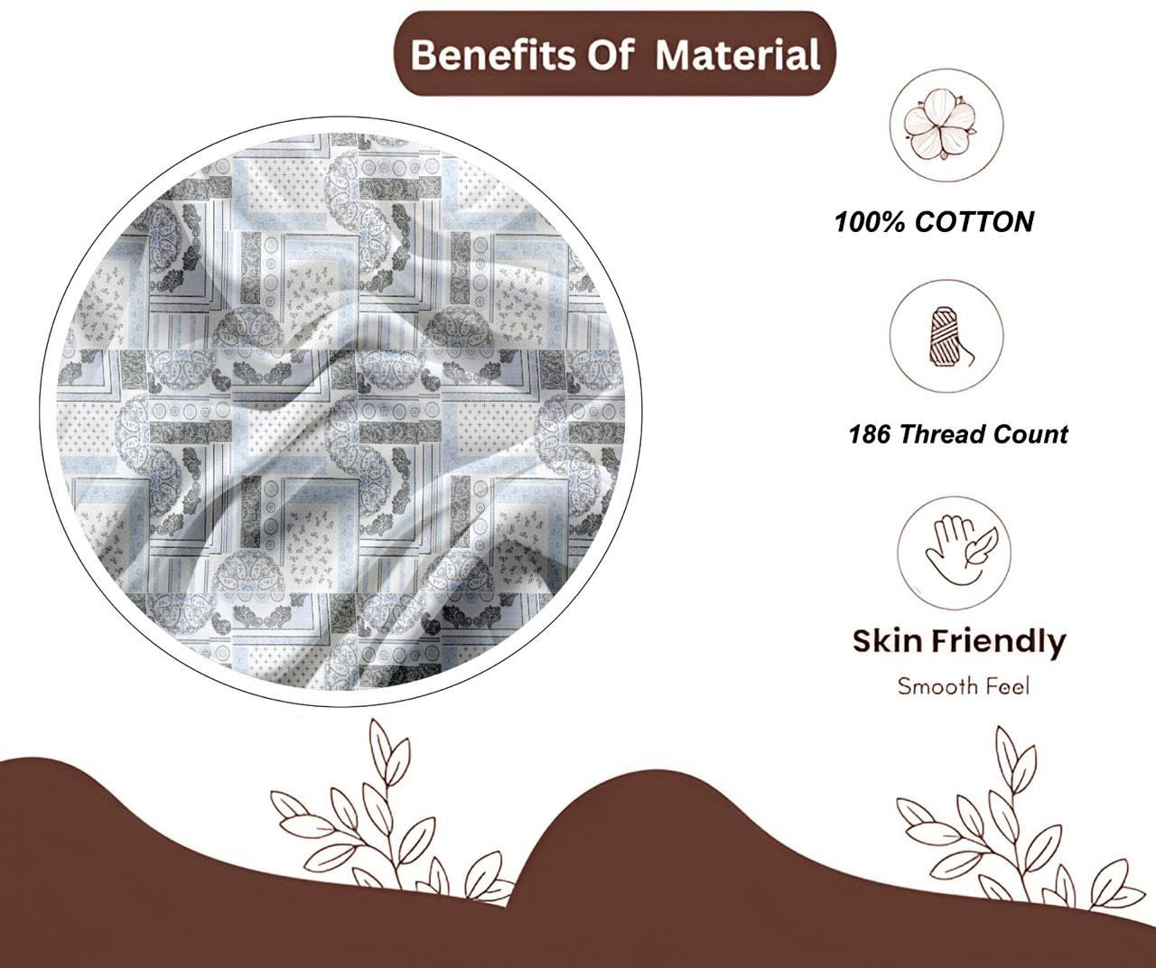 Blast of Blue Grey | 186 TC | Queen size
