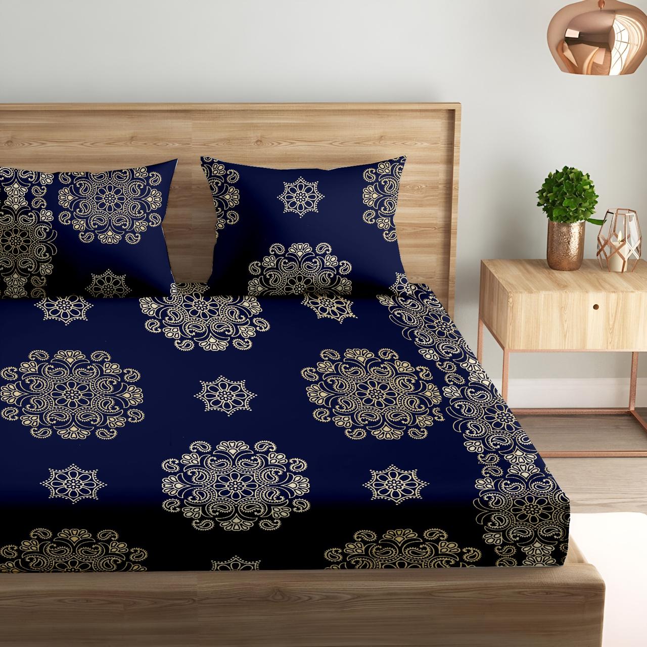 Royal Blue Legend Print | 186 TC | Queen size