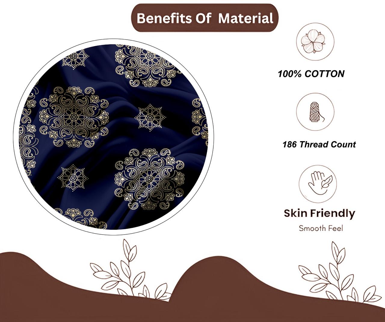 Royal Blue Legend Print | 186 TC | Queen size