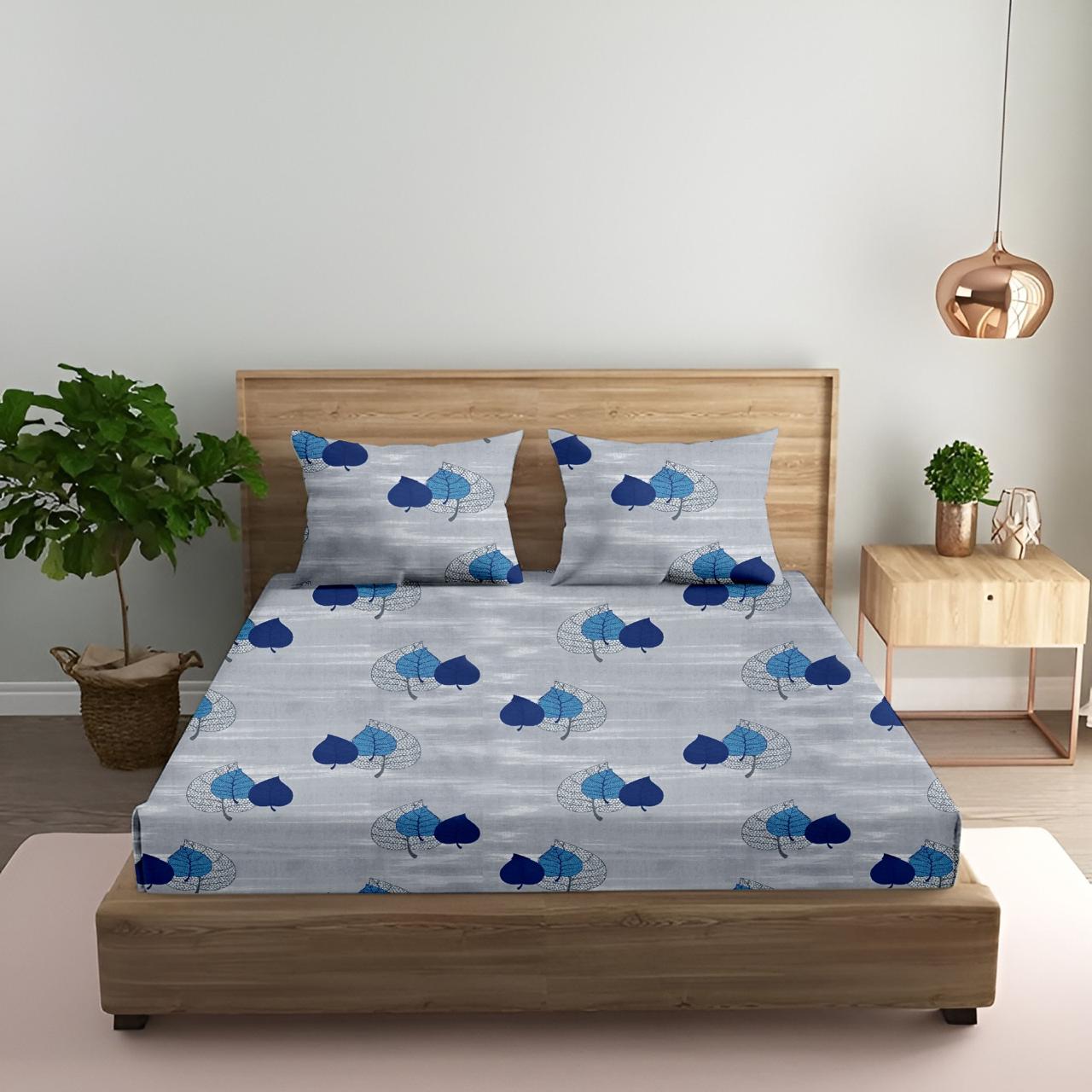 Cute Leave Print | 186 TC | Queen size