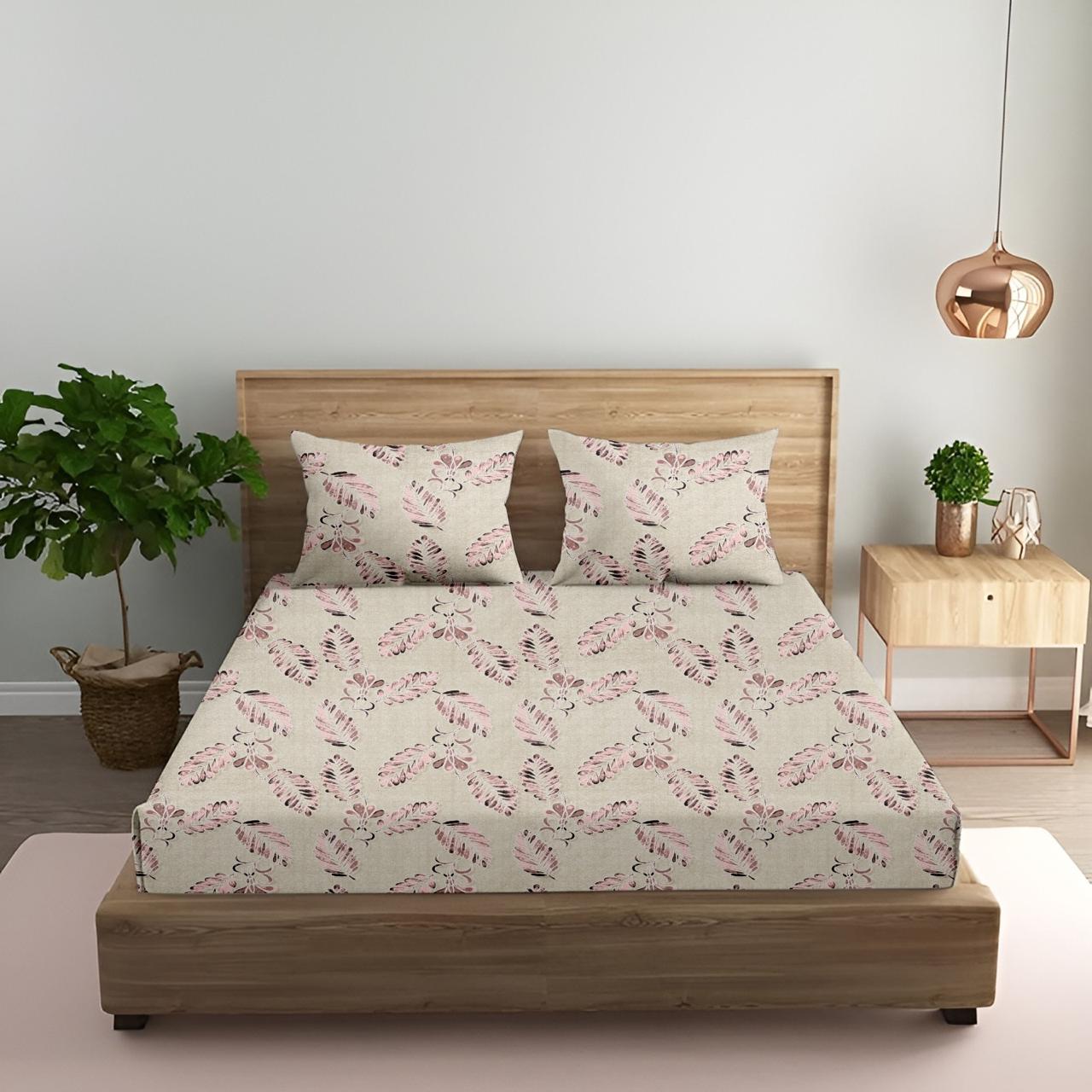 Coffee Leaves Print | 186 TC | Queen size