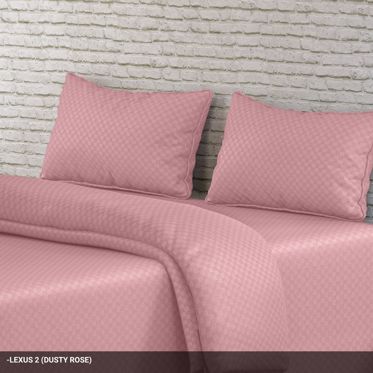 Dusty Rose Checks Solid Premium 100% Cotton King Size Bedsheet