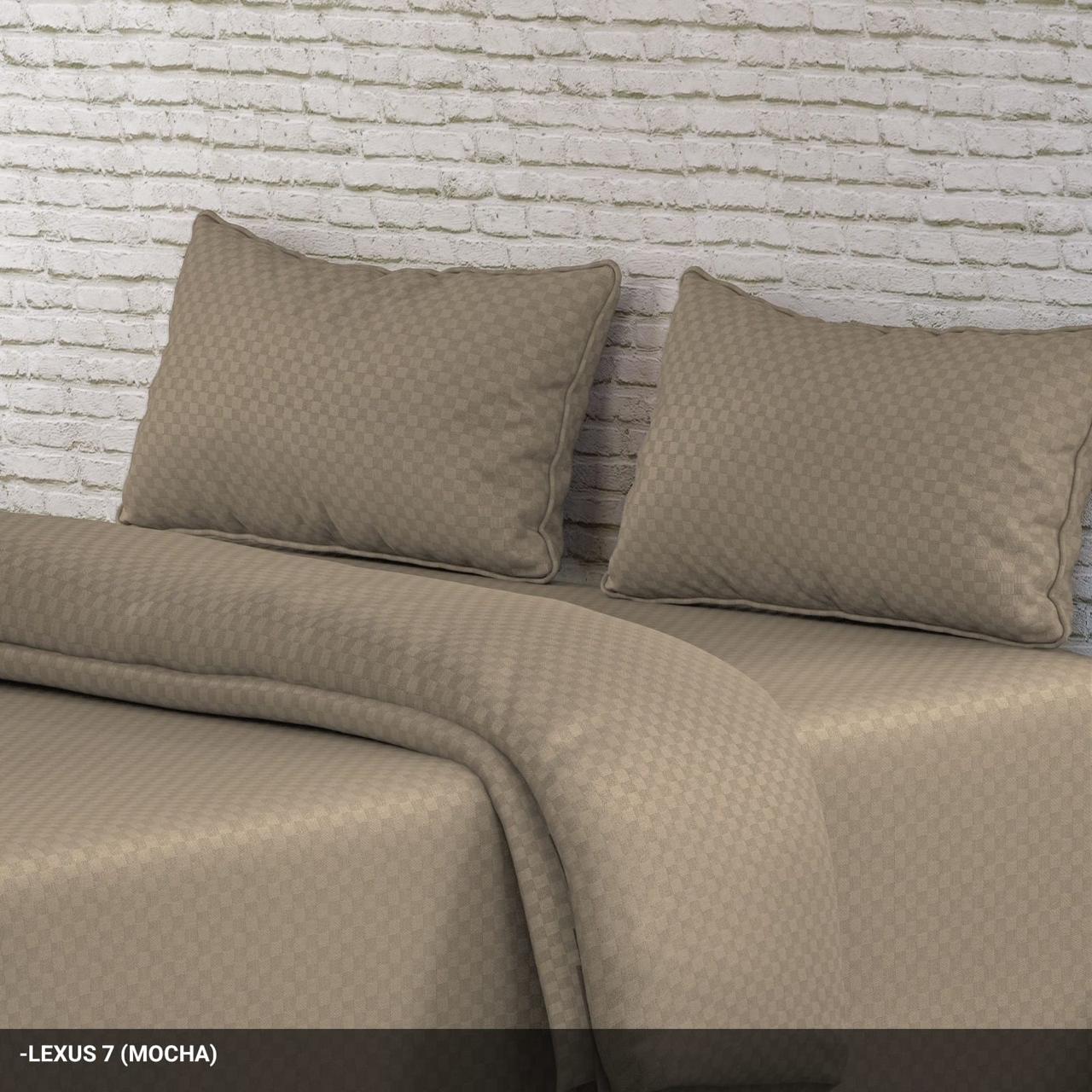 Mocha Checks Solid Premium 100% Cotton King Size Bedsheet
