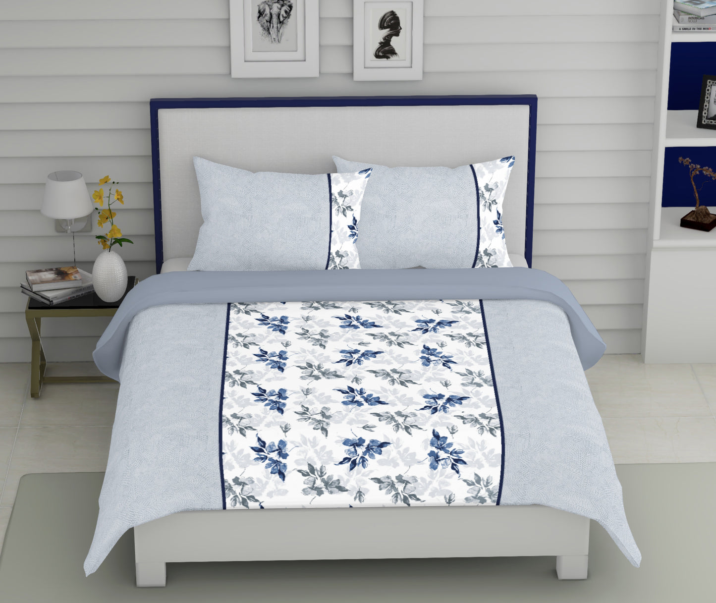 Blue Geometry Print | 186 TC | Queen size