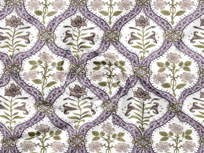 Purple Block Print | 186 TC | Queen size