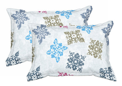 Blue Square Floret | 186 TC | Double Size Bedsheet