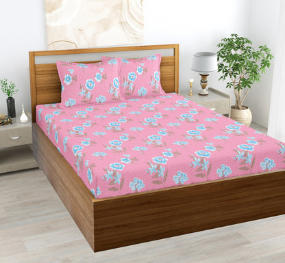 Pink Blossoms | 144 TC | Double Size Bedsheet