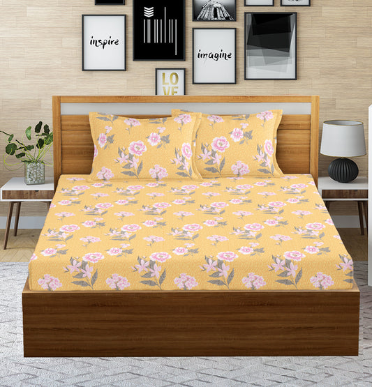 Yellow Blossoms | 144 TC | Double Size Bedsheet