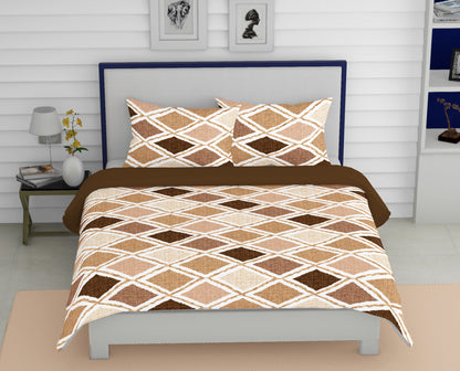 Coffee Plaid | 186 TC | King Size Bedsheet
