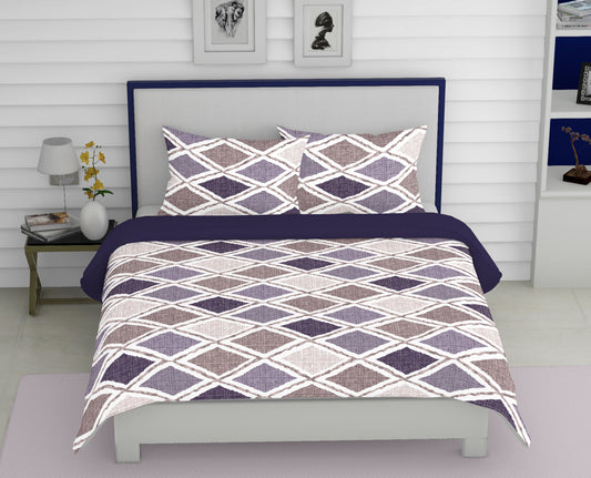Purple Plaid | 186 TC | King Size Bedsheet