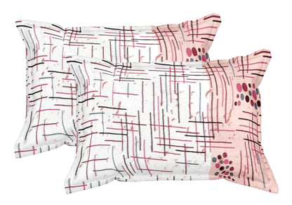 Pink and White Geometry Wave Dual Color | 186 TC | King Size Bedsheet