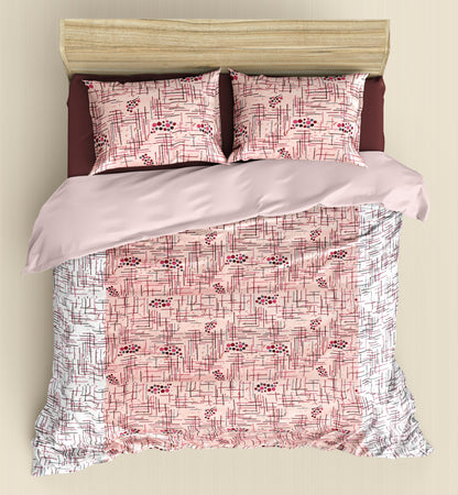 Pink and White Geometry Wave Dual Color | 186 TC | King Size Bedsheet