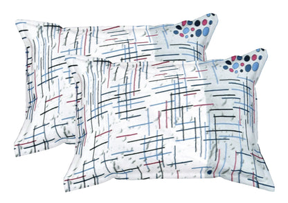 Blue and White Wave Dual Color | 186 TC | King Size Bedsheet