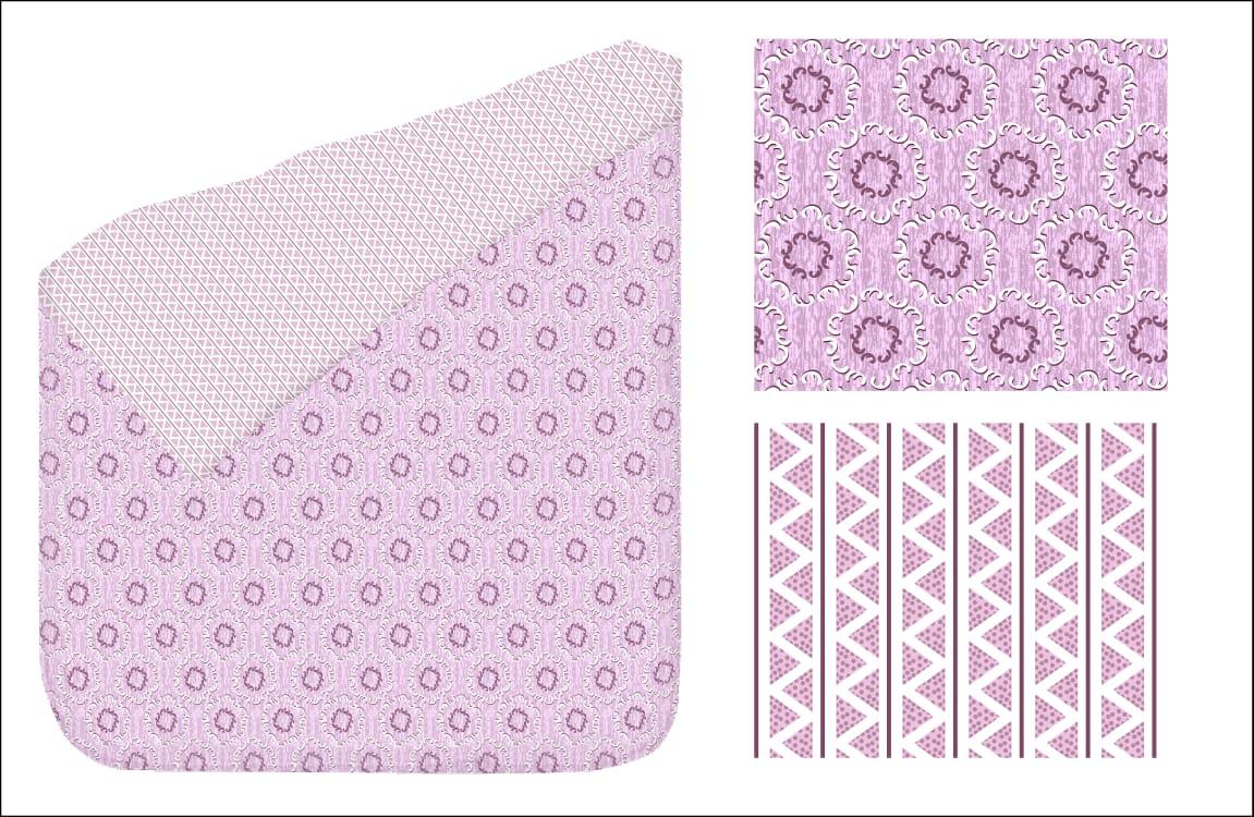 Purple Zigzag & Elegant Pattern  Reversible AC Dohar | Double Bed | 100% Cotton