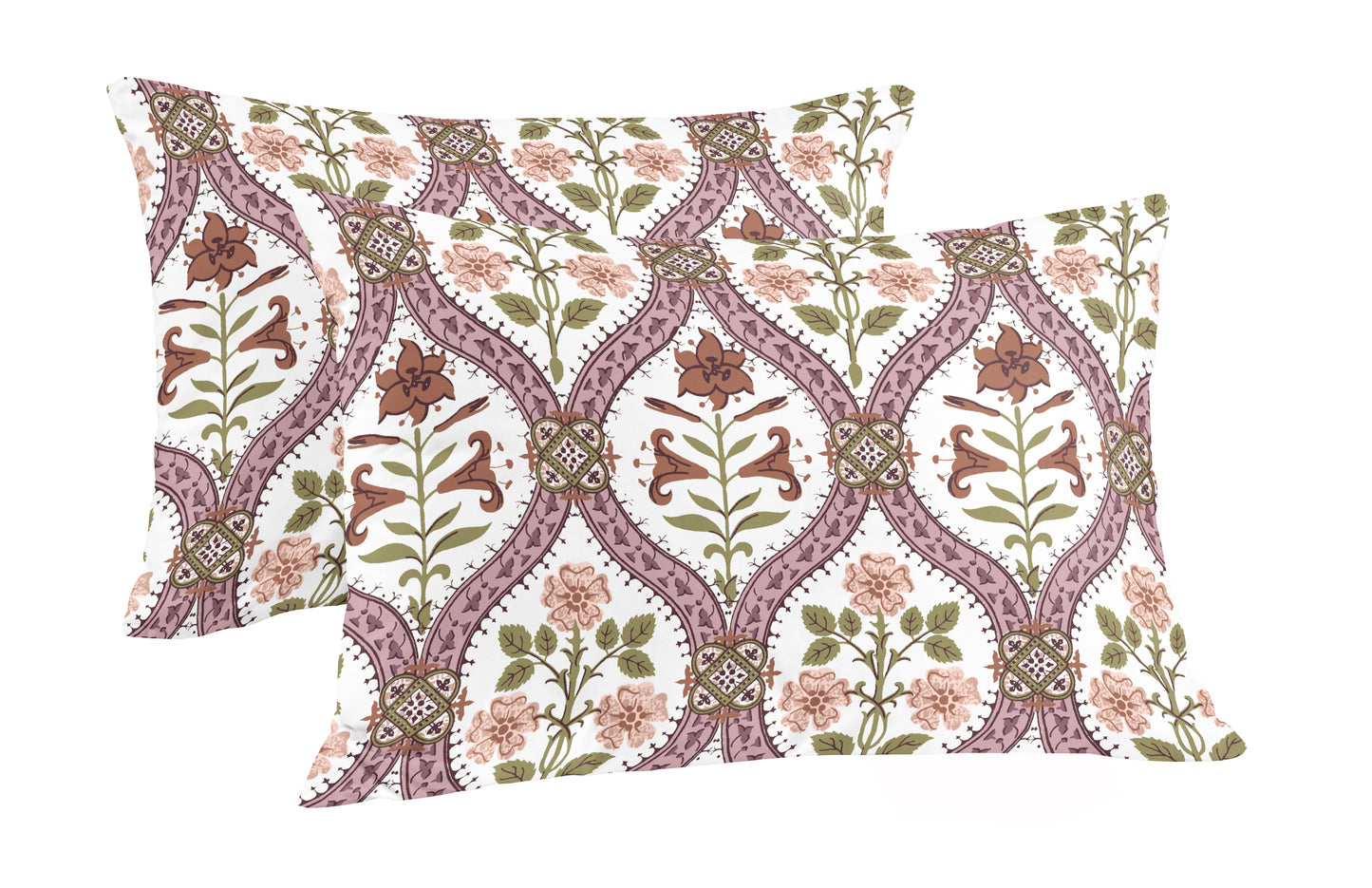 Peach Block Print | 186 TC | Queen size
