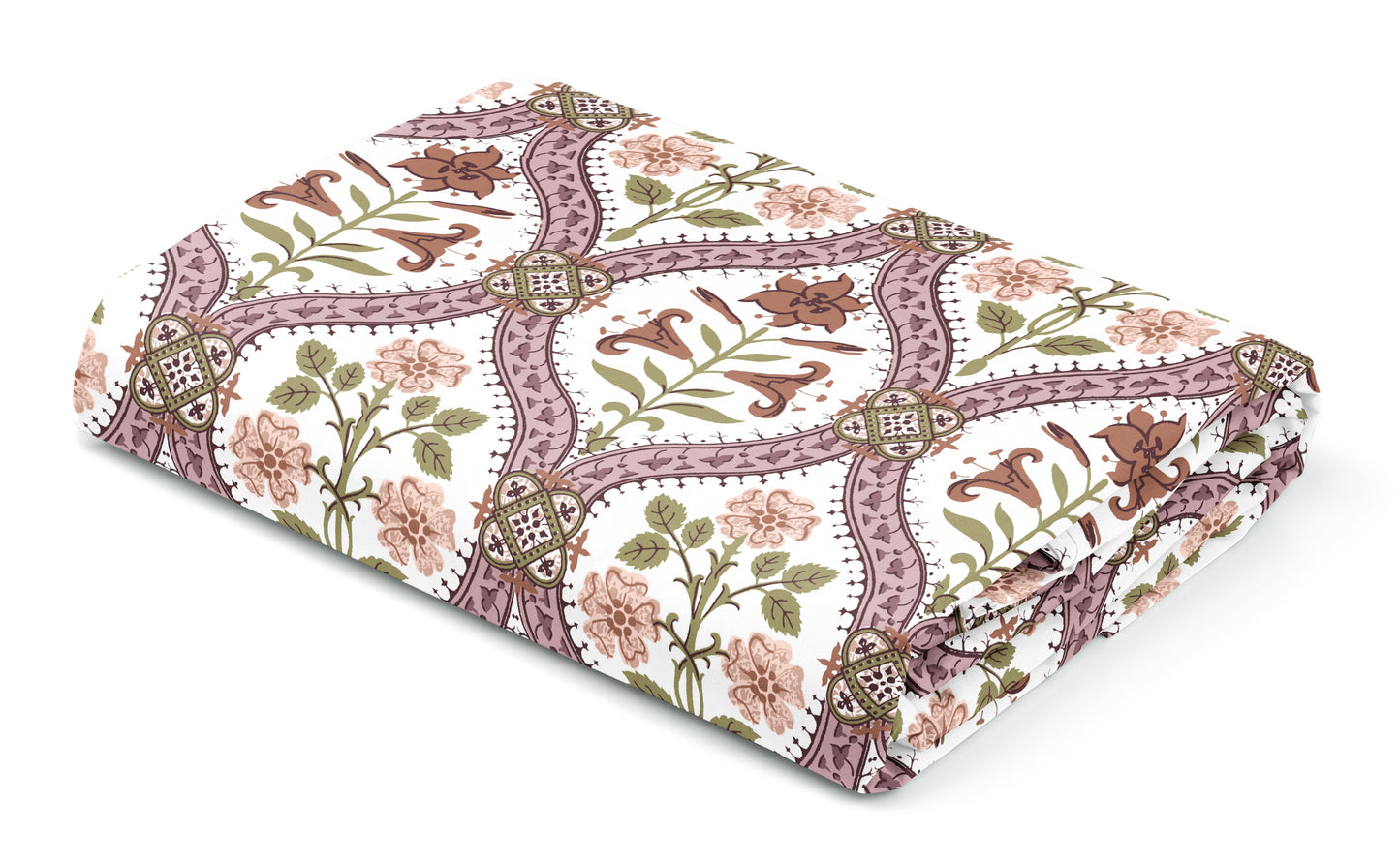 Peach Block Print | 186 TC | Queen size