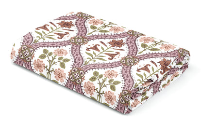 Peach Block Print | 186 TC | Queen size